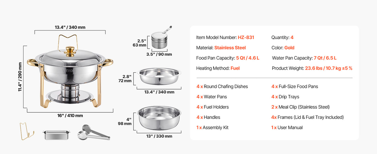 SucceBuy Chafing Dish Buffet Set Stainless Steel Chafer With Pans
