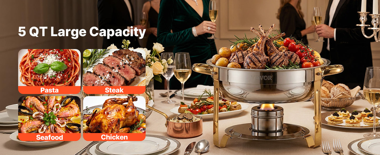 SucceBuy Chafing Dish Buffet Set Stainless Steel Chafer With Pans