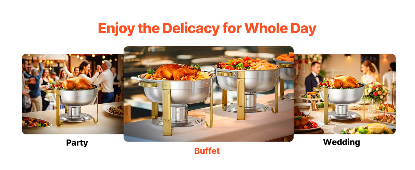 SucceBuy 4 Pack Stainless Steel Chafing Dish Buffet Set With Pans