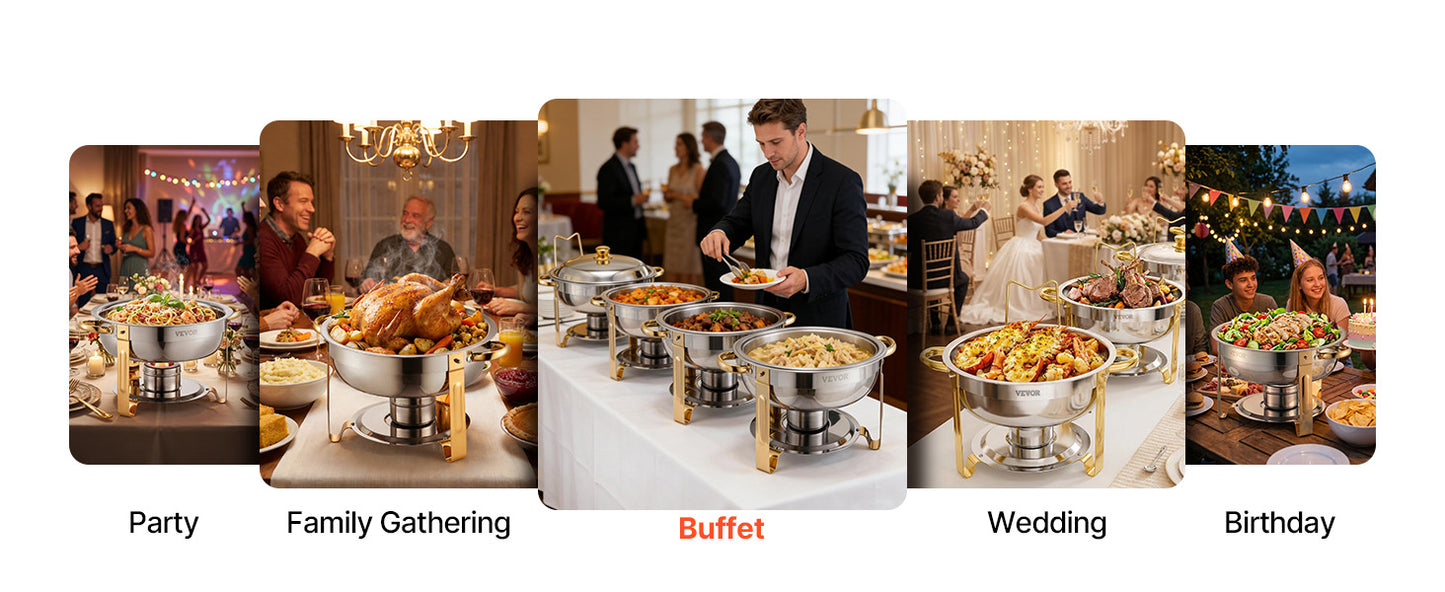 SucceBuy Chafing Dish Buffet Set Stainless Steel Chafer With Pans