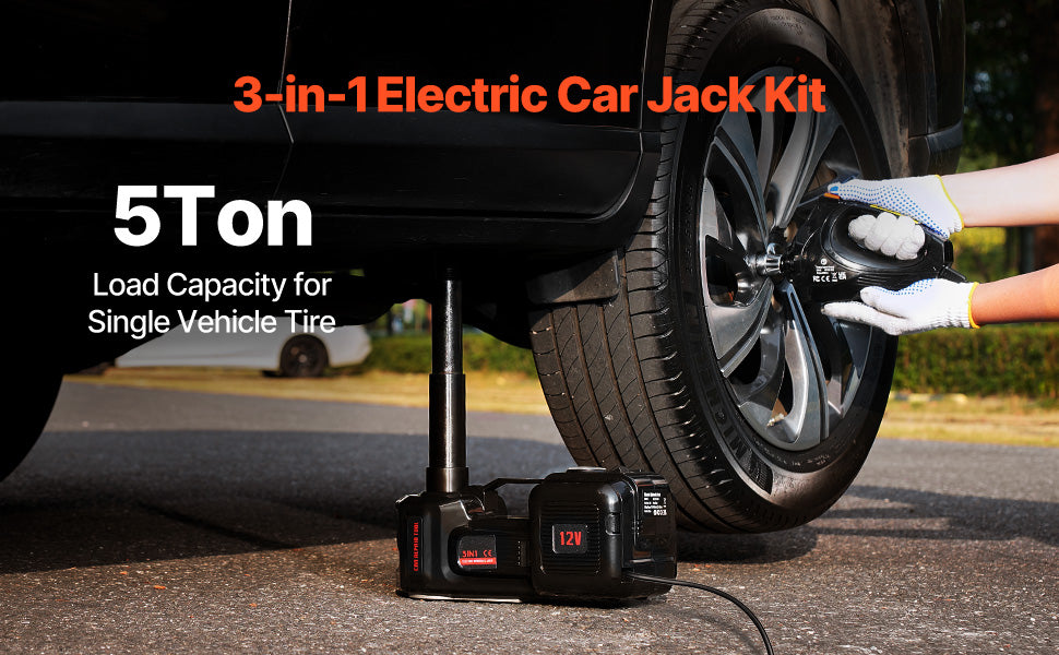 VEVOR 5T Electric Car Jack 12V Tire Changer LED Light