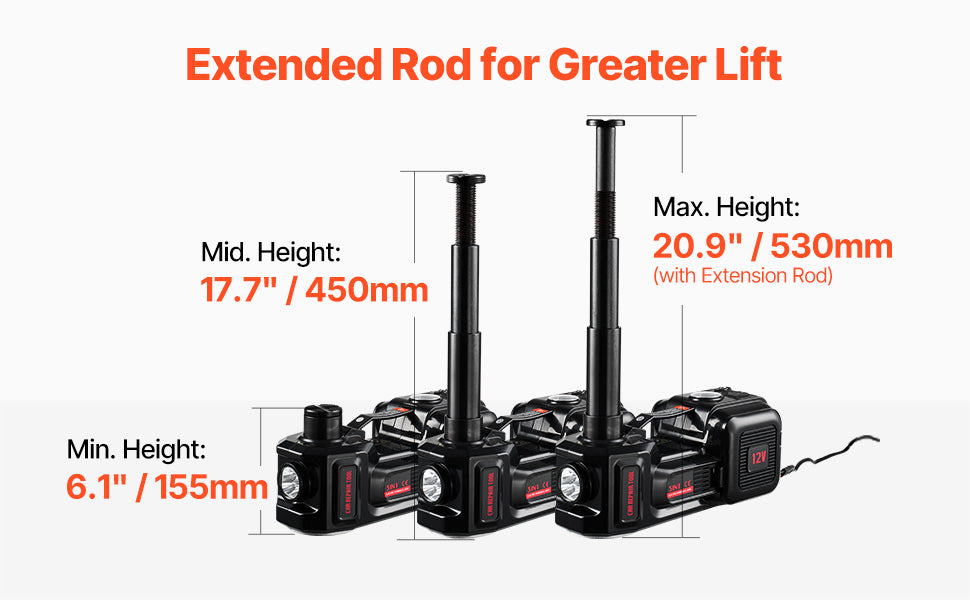 VEVOR 5T Electric Car Jack 12V Tire Changer LED Light
