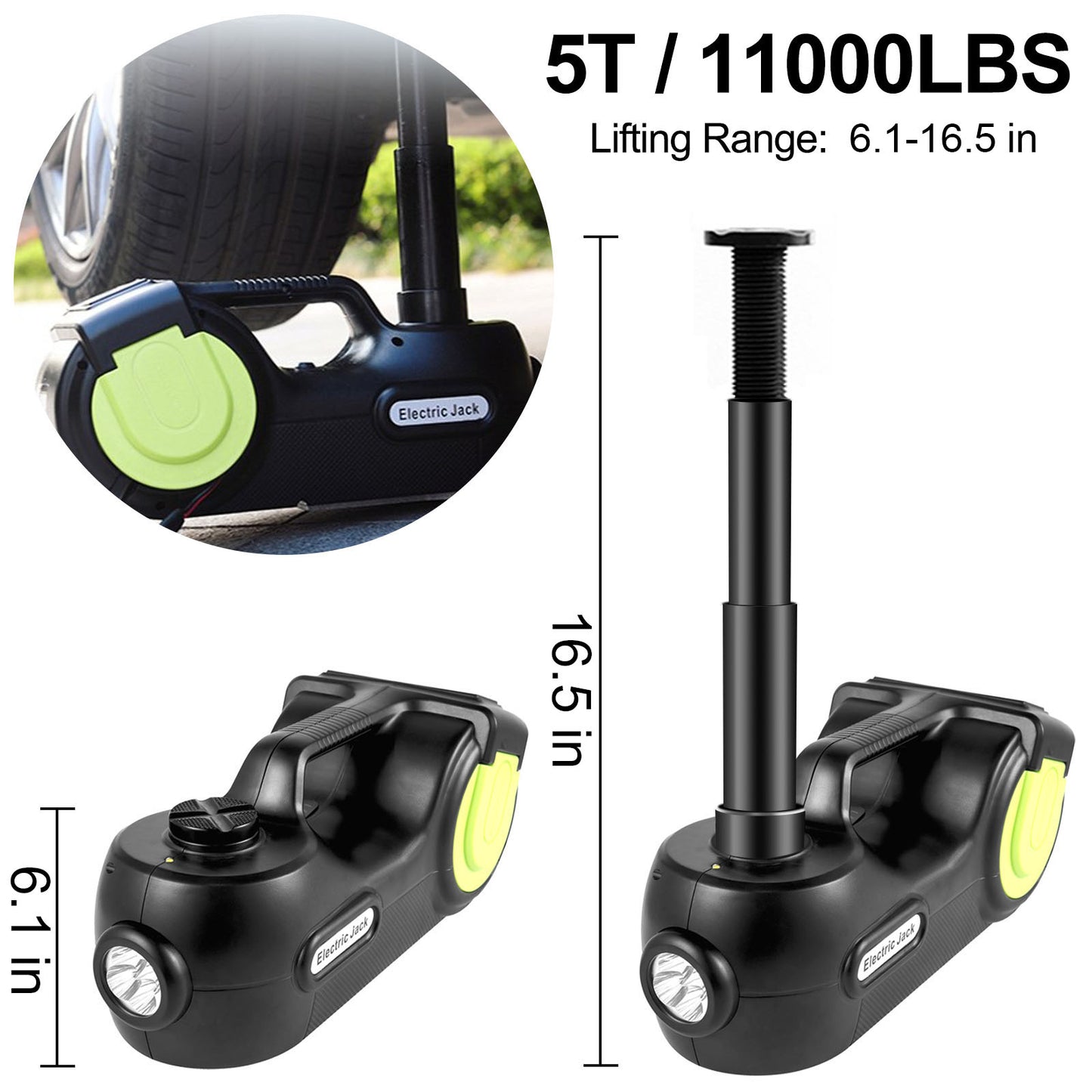 VEVOR Electric Hydraulic Car Jack Kit Impact Wrench LED Light