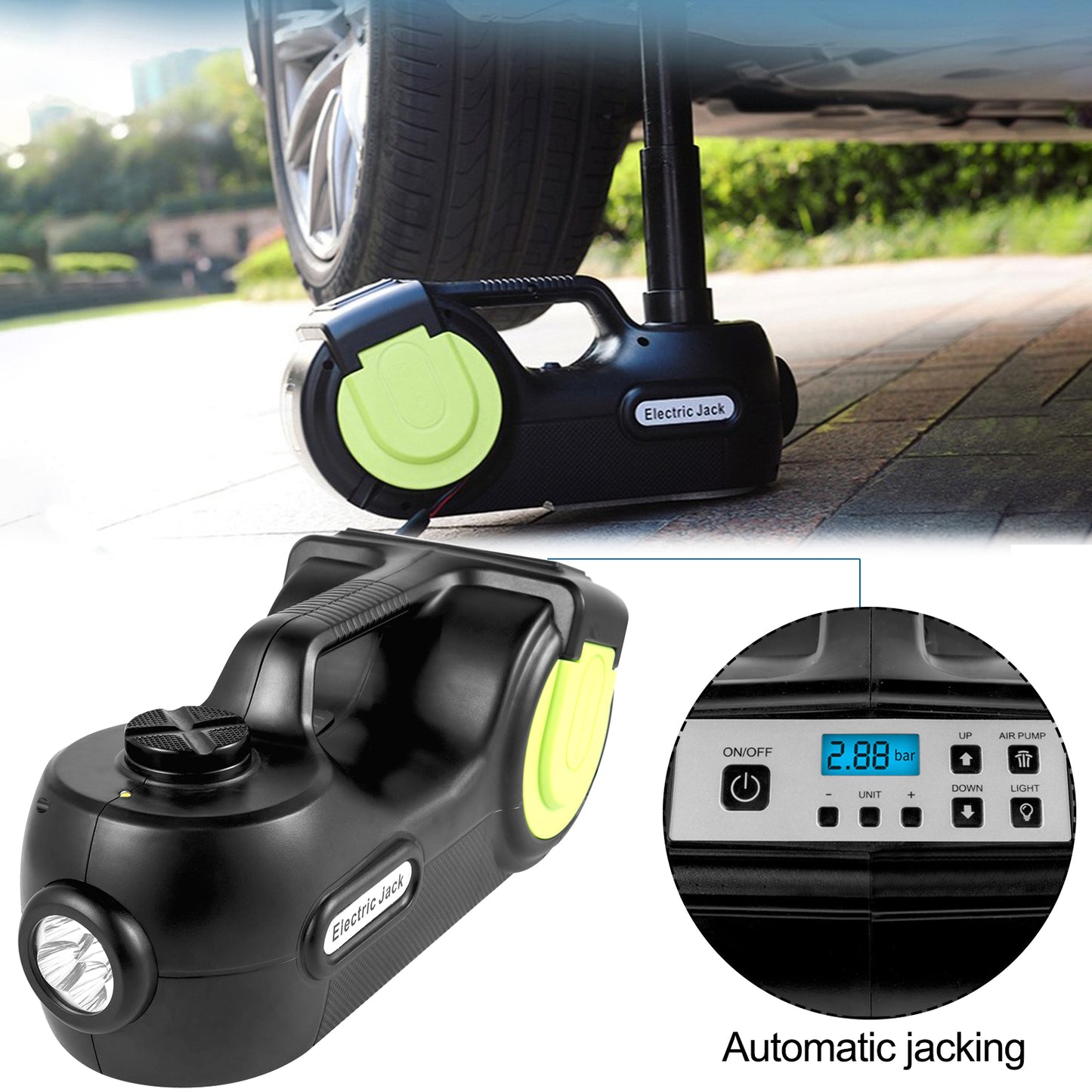 VEVOR Electric Hydraulic Car Jack Kit Impact Wrench LED Light