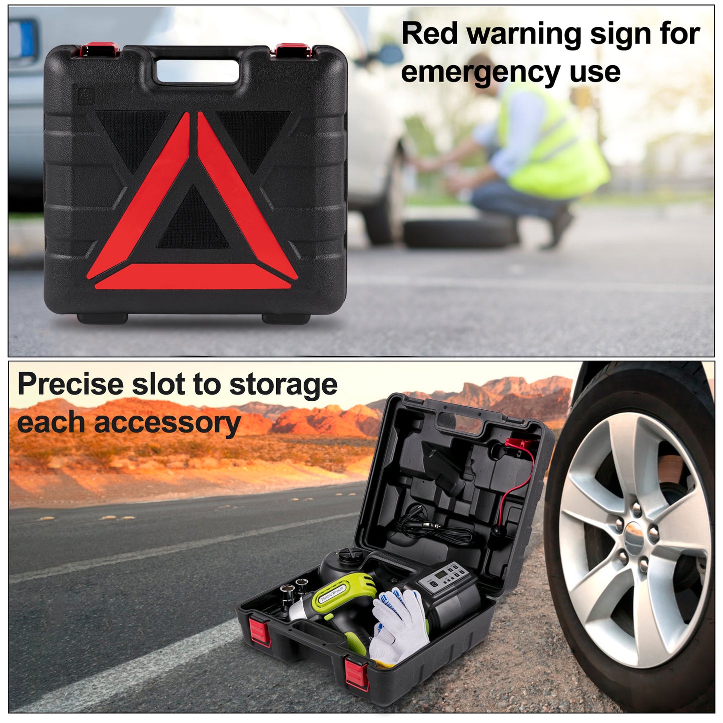 VEVOR Electric Hydraulic Car Jack Kit Impact Wrench LED Light