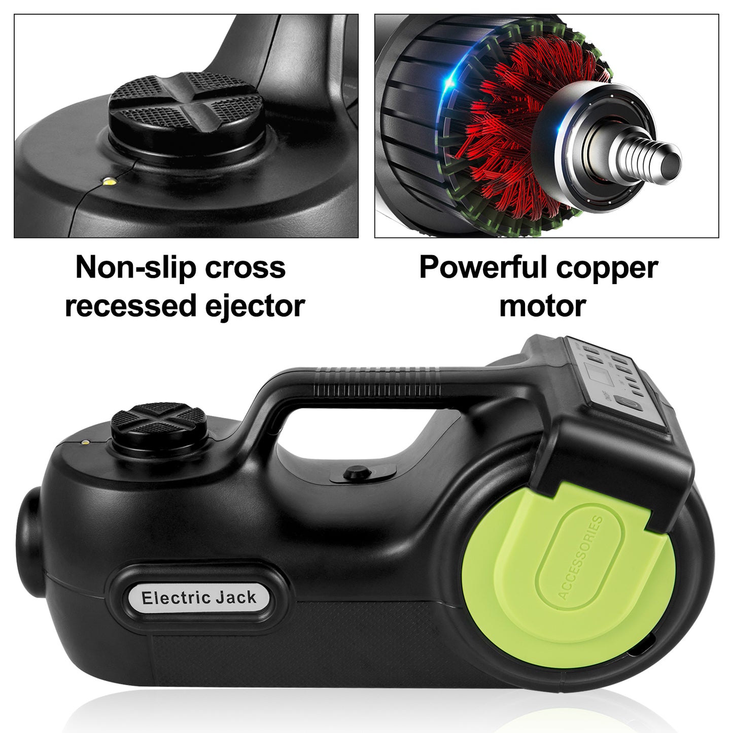 VEVOR Electric Hydraulic Car Jack Kit Impact Wrench LED Light