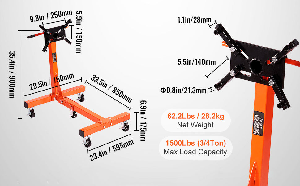 Engine Stand 750/1300/1500 Lbs Rotating Head 360 Degree Adjustable