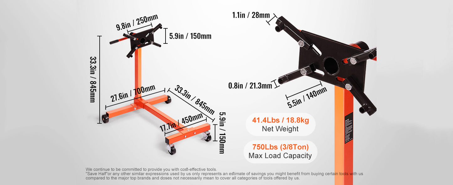 Engine Stand 750/1300/1500 Lbs Rotating Head 360 Degree Adjustable