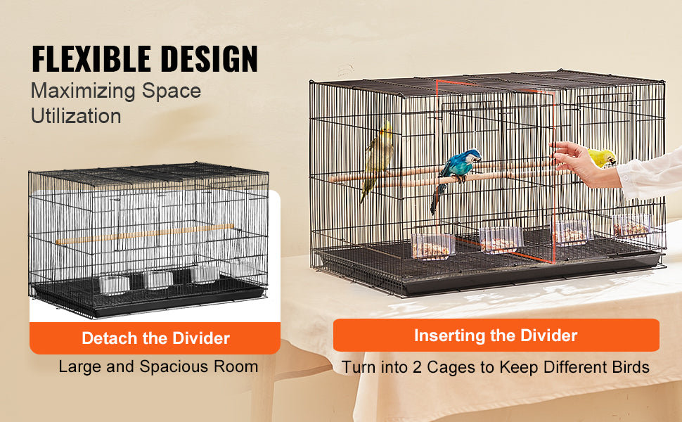 SucceBuy Stackable Flight Bird Cage With Divider For Travel Perch