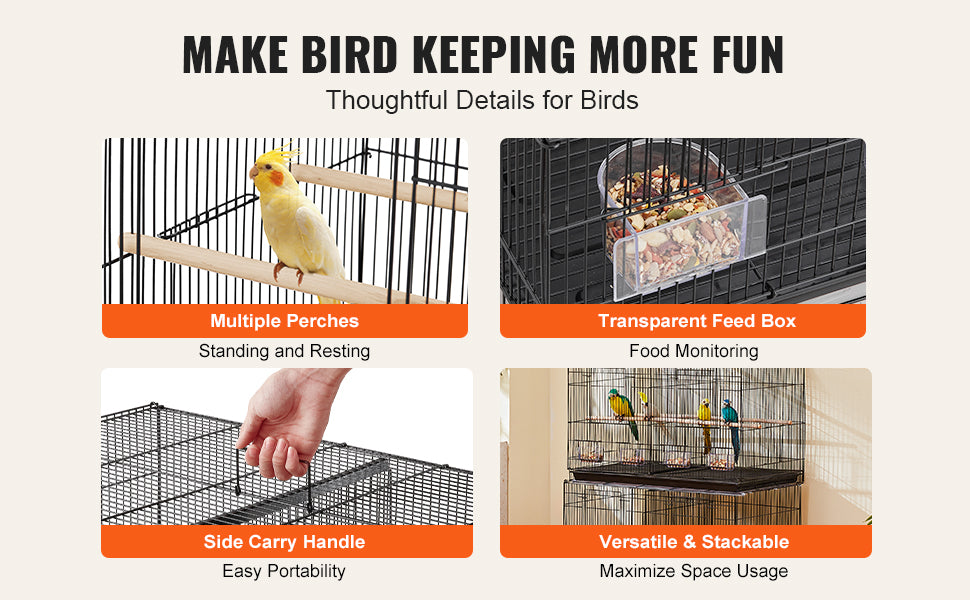 SucceBuy Stackable Flight Bird Cage With Divider For Travel Perch