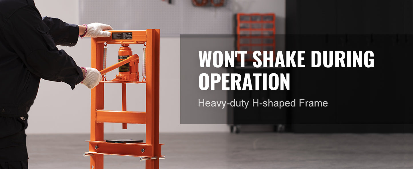 SucceBuy 6 Ton H Frame Hydraulic Shop Press for Garage