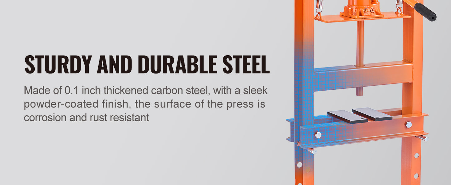SucceBuy 6 Ton H Frame Hydraulic Shop Press for Garage