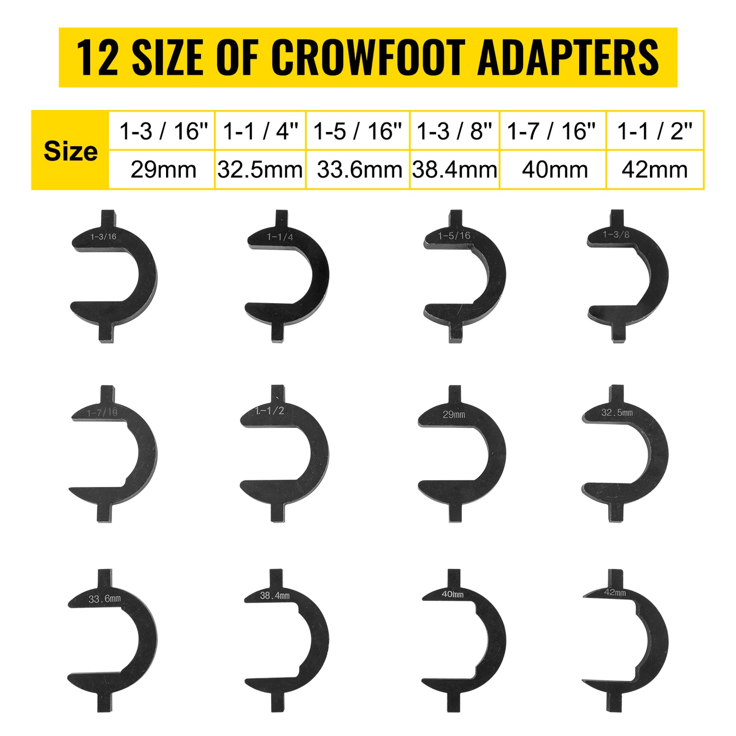 SucceBuy 12 Piece Inner Tie Rod Removal Tool Set CrowfootAdapters
