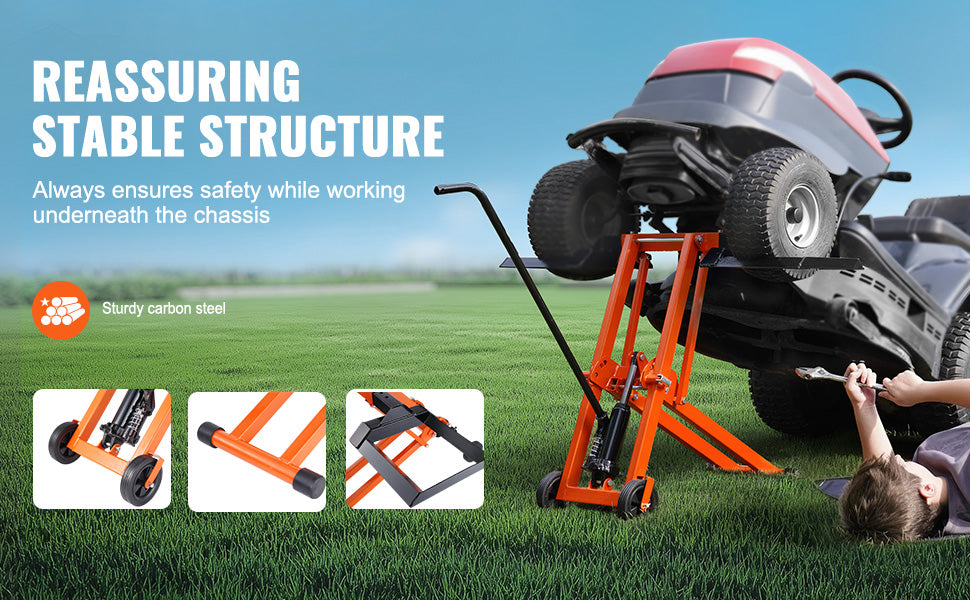 SucceBuy Hydraulic Lawn Mower Lift With Threaded Jack 500 Lbs