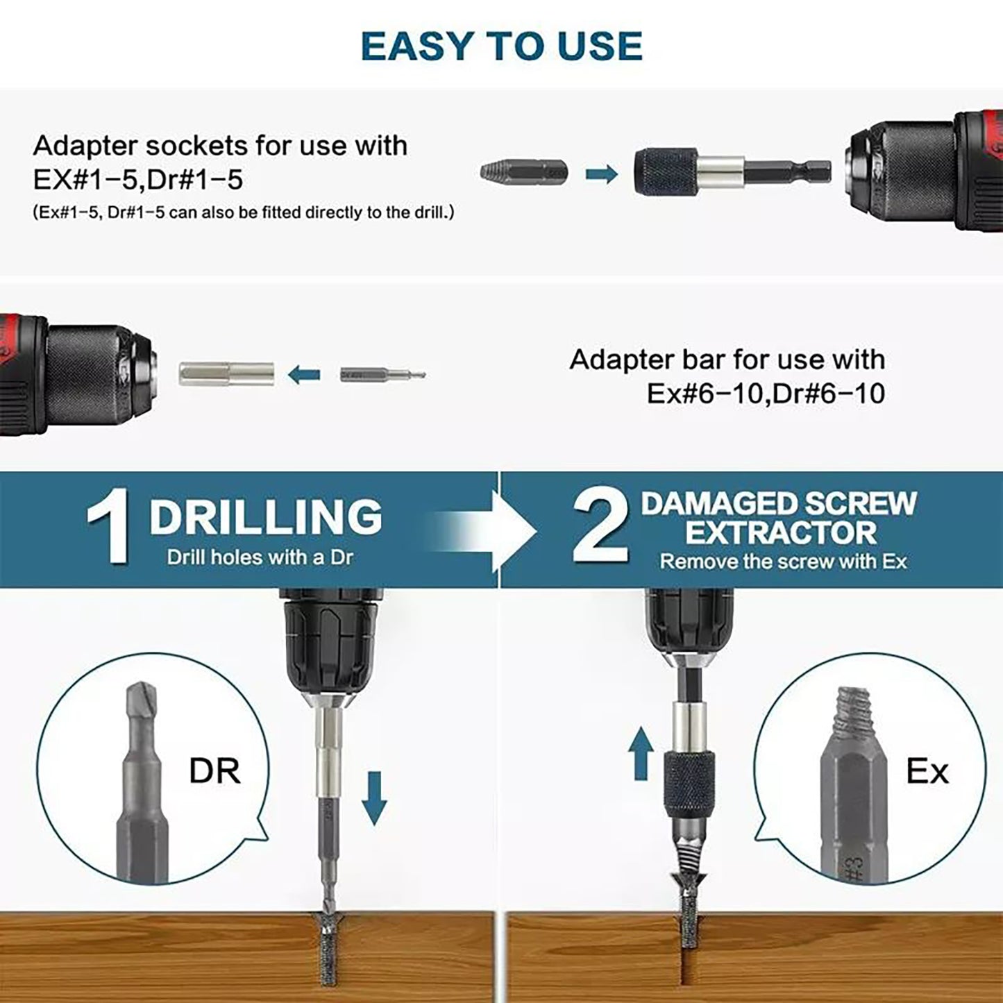 NONEDIY 22Pcs Damaged Screw Extractor Drill Bit Set Allen Bolts