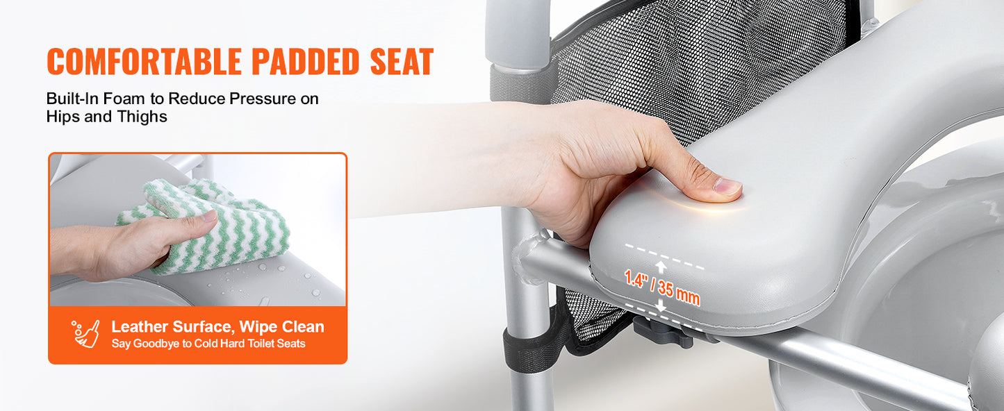 SucceBuy Raised Toilet Seat 7-Position Height Adjustment 19.3" - 25.2" 350lbs Weight Capacity with Comfort Padded Aluminum Frame