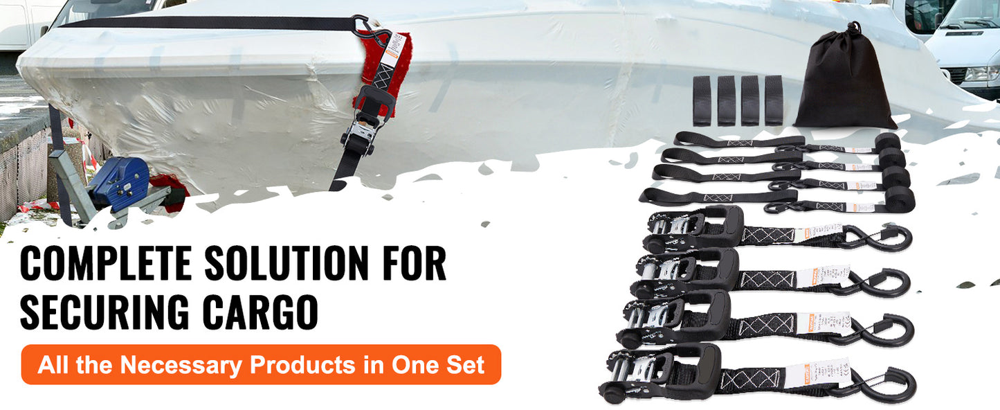 SucceBuy Trailer Ratchet Tie Down Straps With Padded Handles