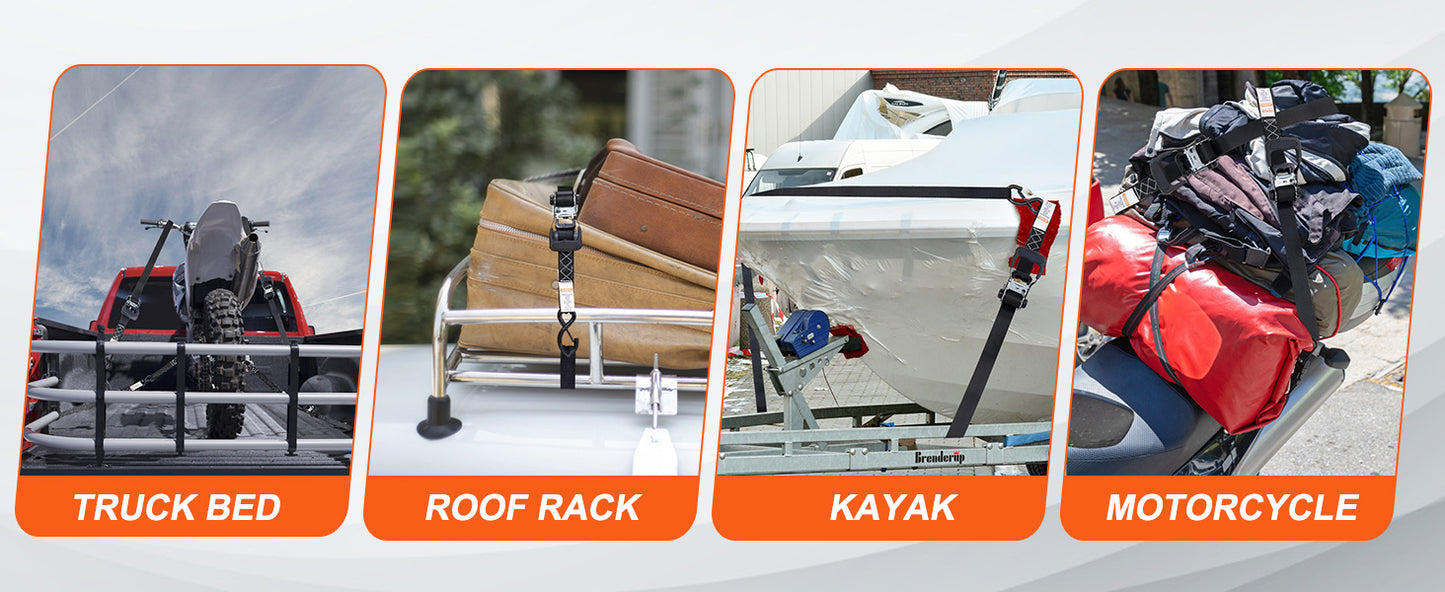 SucceBuy Trailer Ratchet Tie Down Straps With Padded Handles