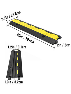 SucceBuy Cable Protector Ramp 2 Channel Cord Guard Rubber PVC
