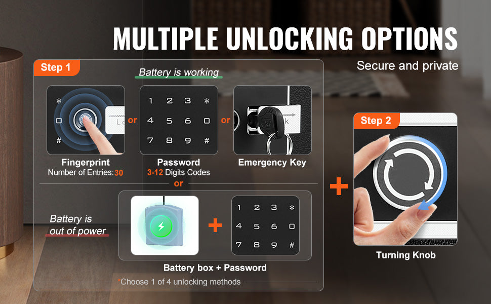SucceBuy Safe Box with Key Lock Password and Fingerprint Access