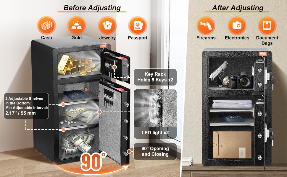 SucceBuy Safe Box with Key Lock Password and Fingerprint Access