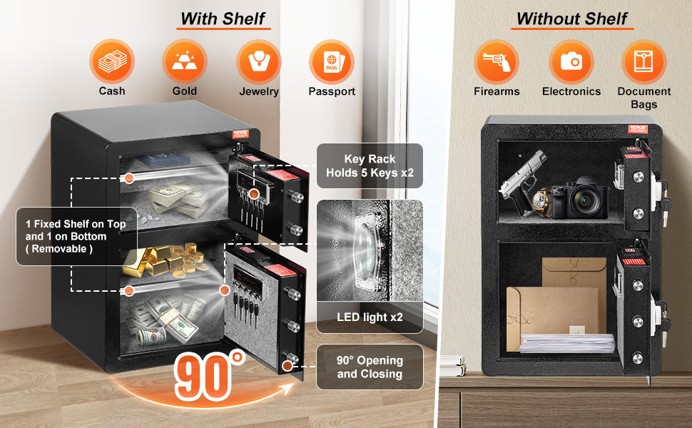 SucceBuy Safe Box with Key Lock Password and Fingerprint Access