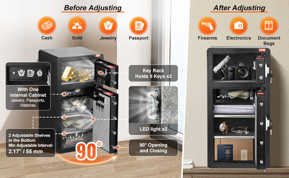 SucceBuy Safe Box with Key Lock Password and Fingerprint Access