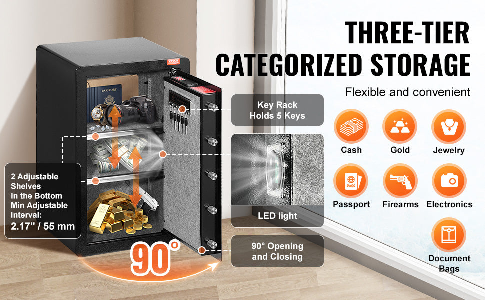 SucceBuy Safe Box with Key Lock Password and Fingerprint Access