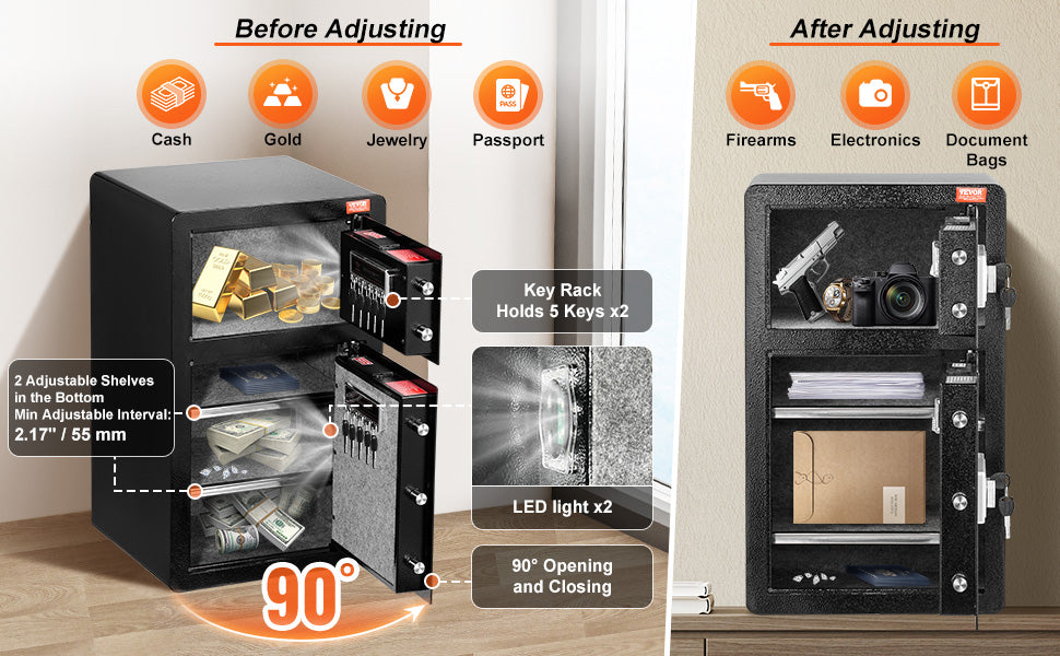 SucceBuy Safe Box with Key Lock Password and Fingerprint Access
