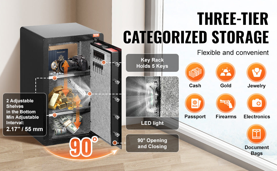 SucceBuy Safe Box with Key Lock Password and Fingerprint Access