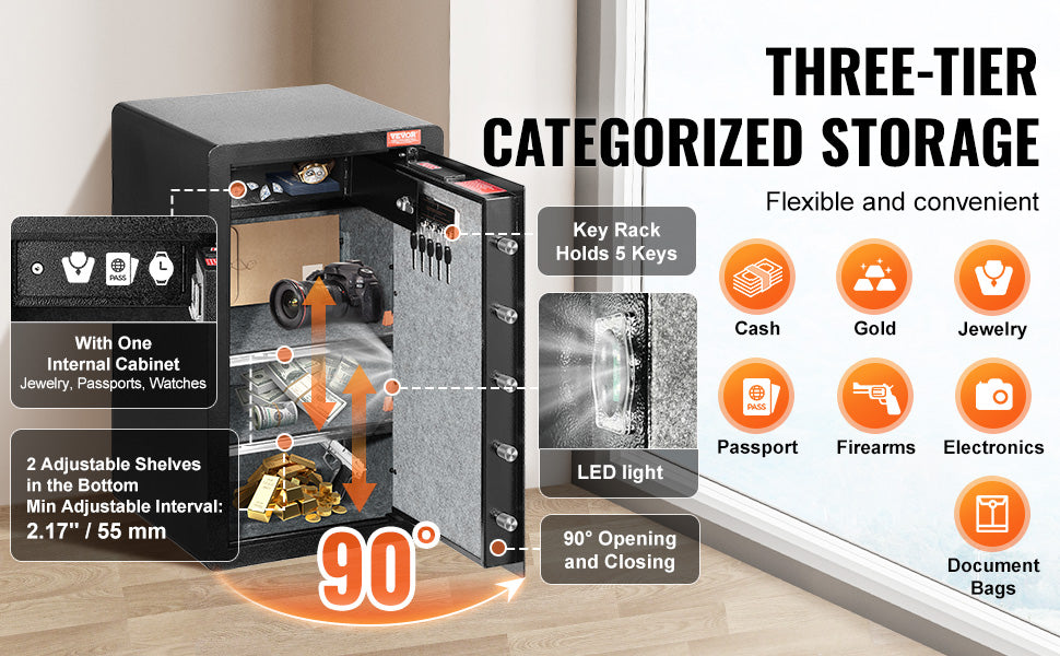 SucceBuy Safe Box with Key Lock Password and Fingerprint Access