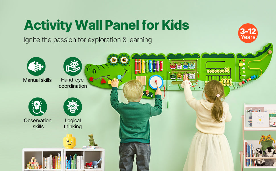 SucceBuy Crocodile Theme Busy Board for Kids Montessori Learning Puzzle