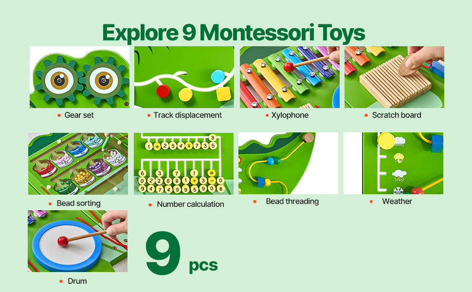 SucceBuy Crocodile Theme Busy Board for Kids Montessori Learning Puzzle