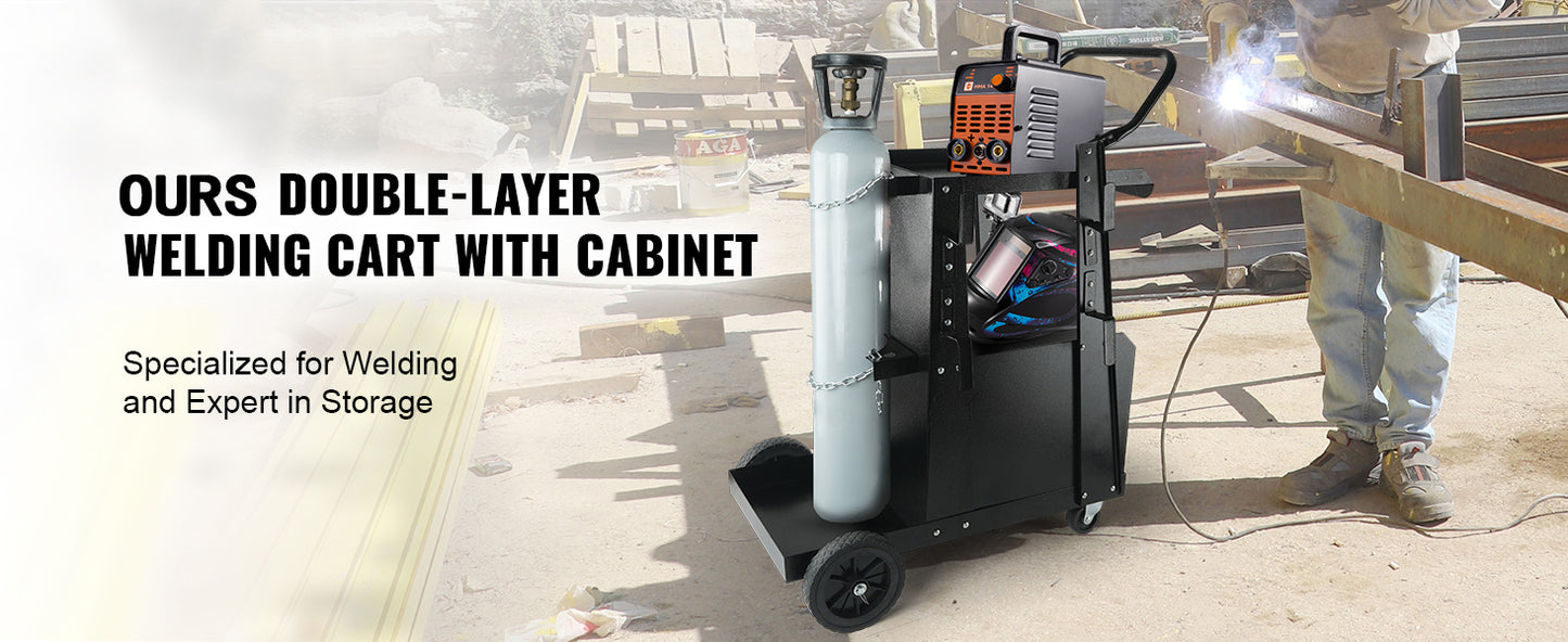 SucceBuy 2 Tier Welding Cart With 360 Degree Swivel Wheels