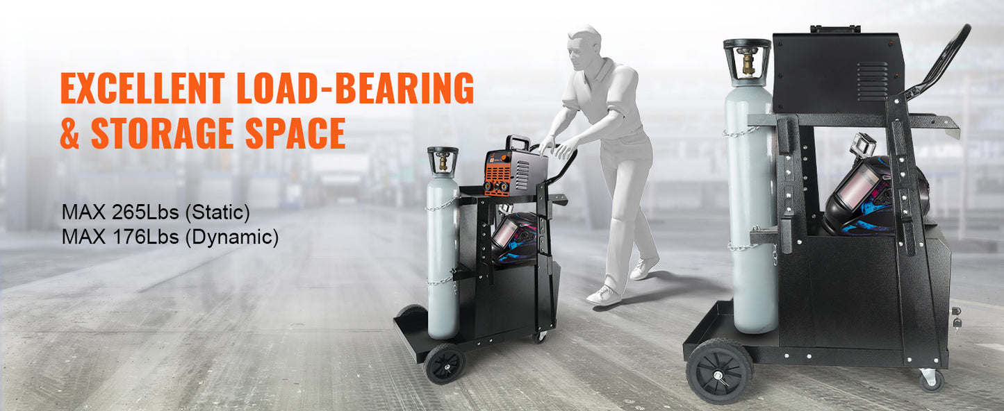 SucceBuy 2 Tier Welding Cart With 360 Degree Swivel Wheels