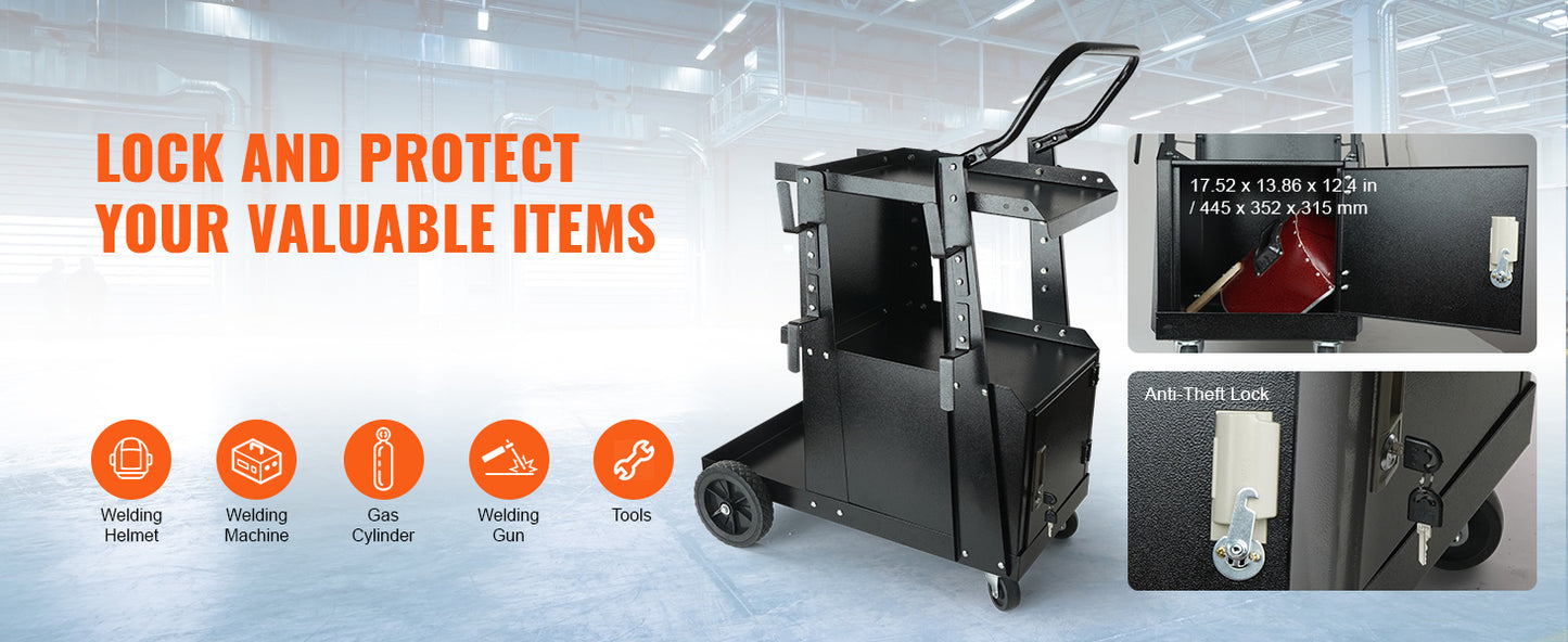 SucceBuy 2 Tier Welding Cart With 360 Degree Swivel Wheels