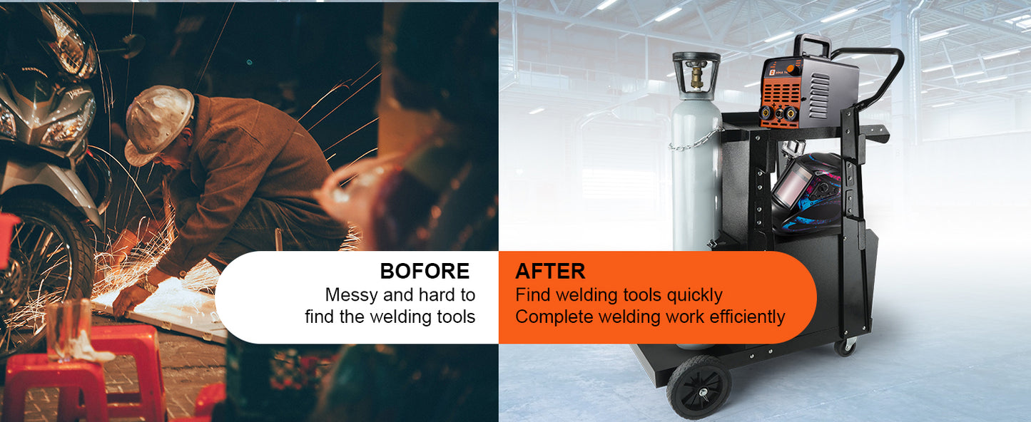 SucceBuy 2 Tier Welding Cart With 360 Degree Swivel Wheels