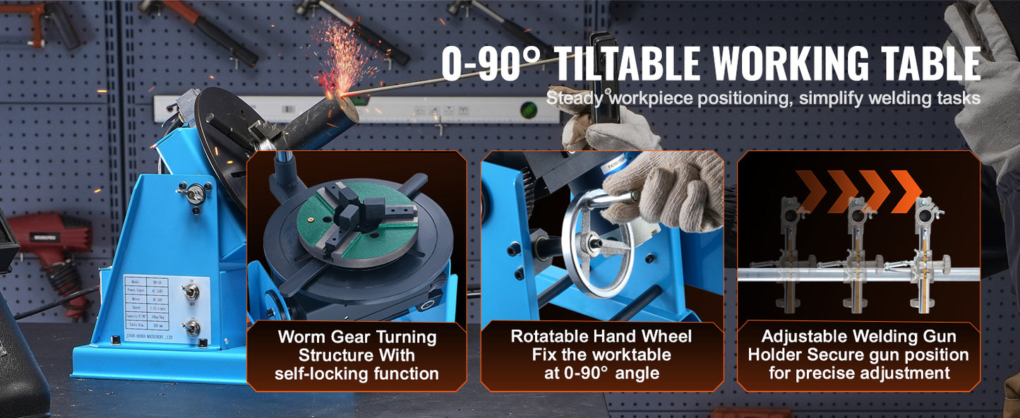 HD-30 Rotary Welding Positioner 30 kg 0-90 Degree Turntable